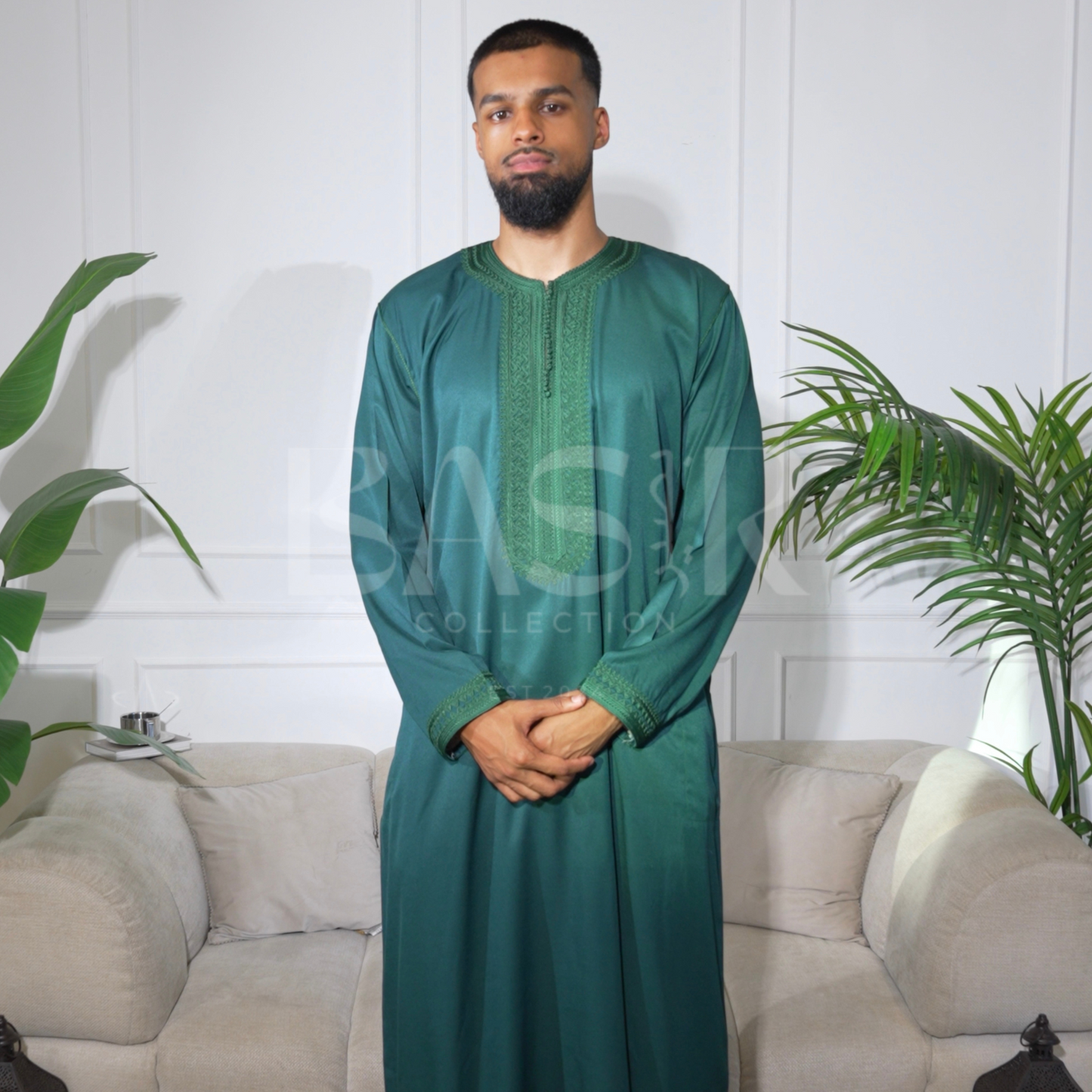 Premium Long Sleeve Green Moroccan Gandoura/Kaftan