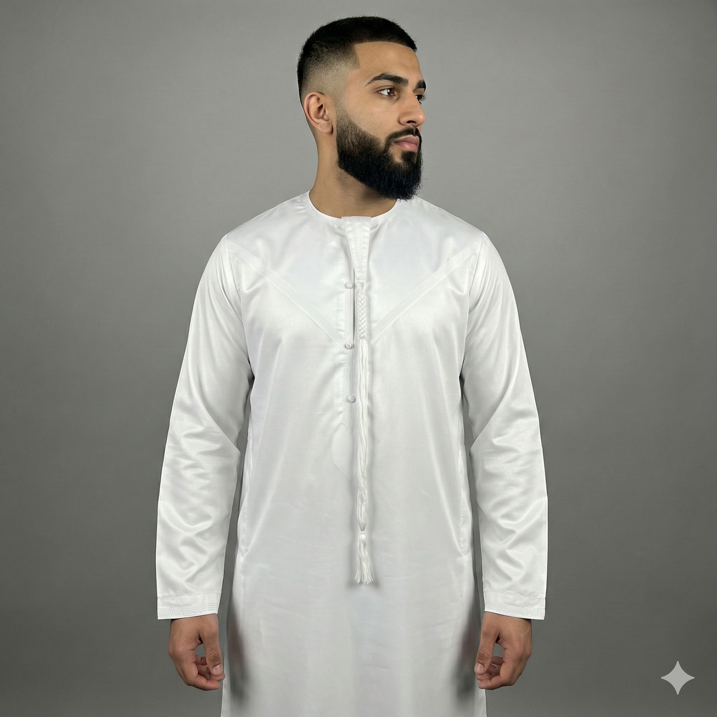 Mens Emirati Tassel Thobe Shiny