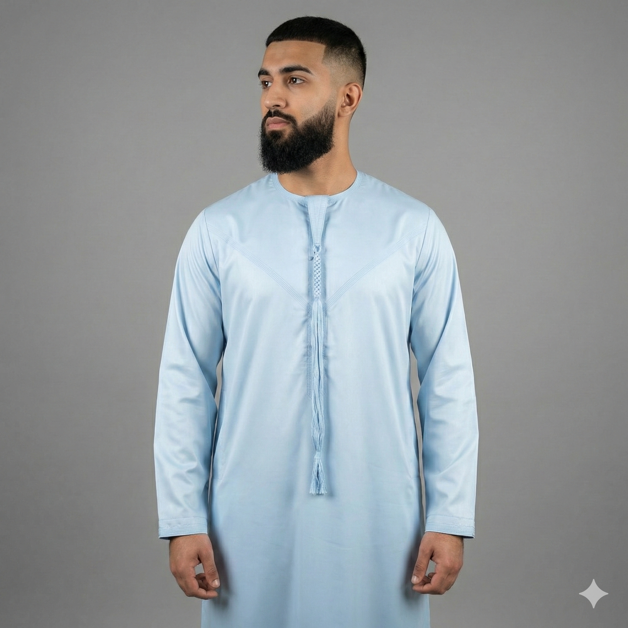 Mens Emirati Tassel Thobe Shiny – Basir Collection