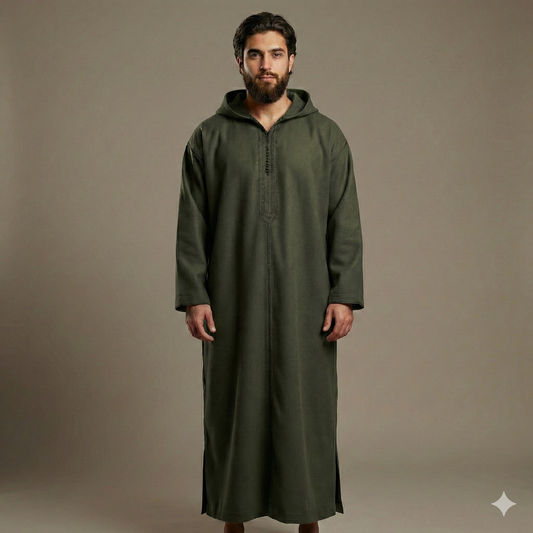 Moroccan Winter Djellaba | Thick Hooded Thobe