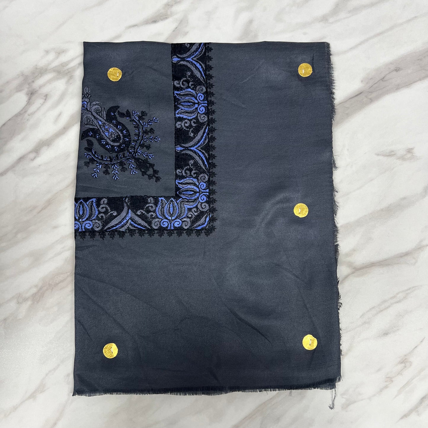 Yemeni Shemagh Keffiyah Grey, Blue & Brown