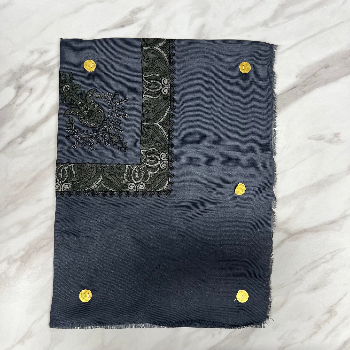 Yemeni Shemagh Keffiyah Grey, Blue & Brown