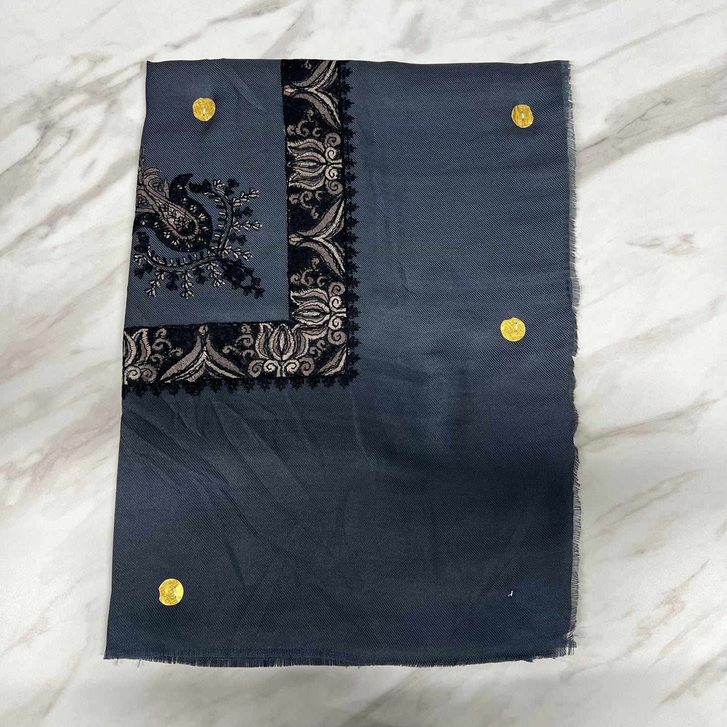 Yemeni Shemagh Keffiyah Grey, Blue & Brown