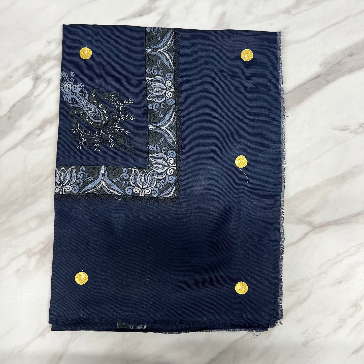 Yemeni Shemagh Keffiyah Grey, Blue & Brown