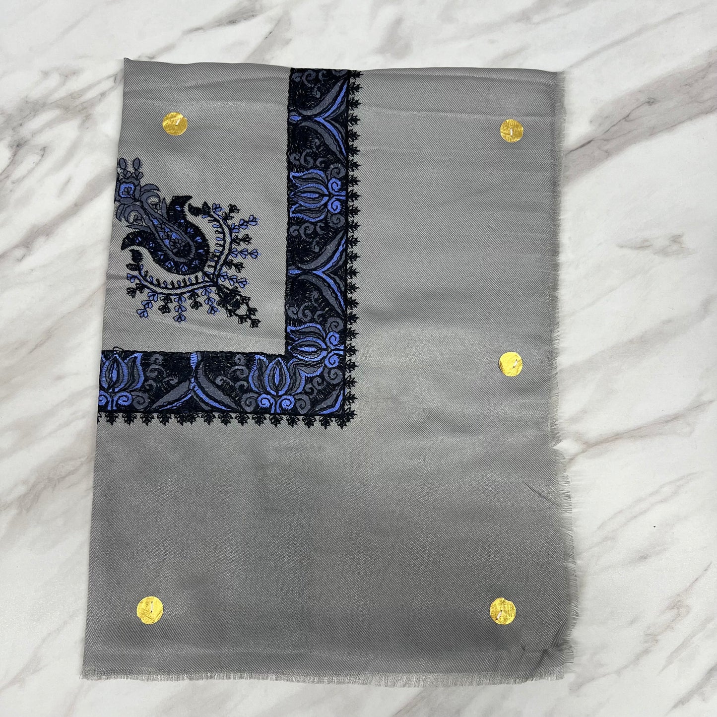 Yemeni Shemagh Keffiyah Grey, Blue & Brown