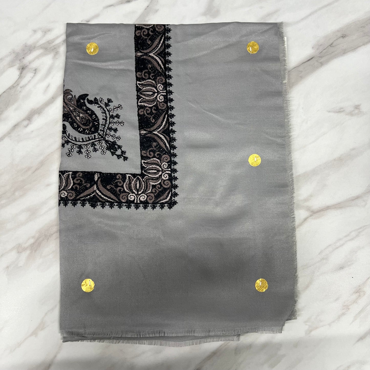 Yemeni Shemagh Keffiyah Grey, Blue & Brown