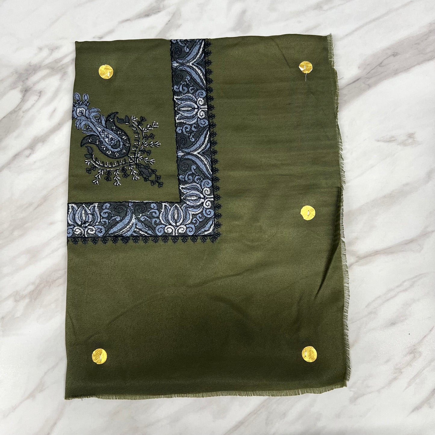 Yemeni Shemagh Keffiyah Grey, Blue & Brown