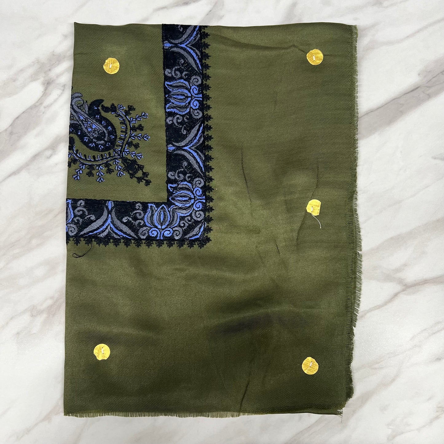 Yemeni Shemagh Keffiyah Grey, Blue & Brown