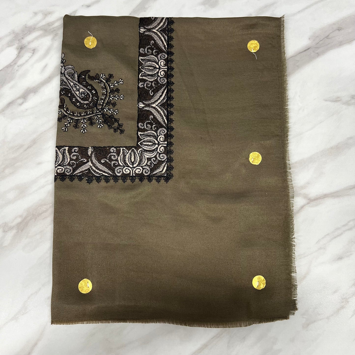 Yemeni Shemagh Keffiyah Grey, Blue & Brown