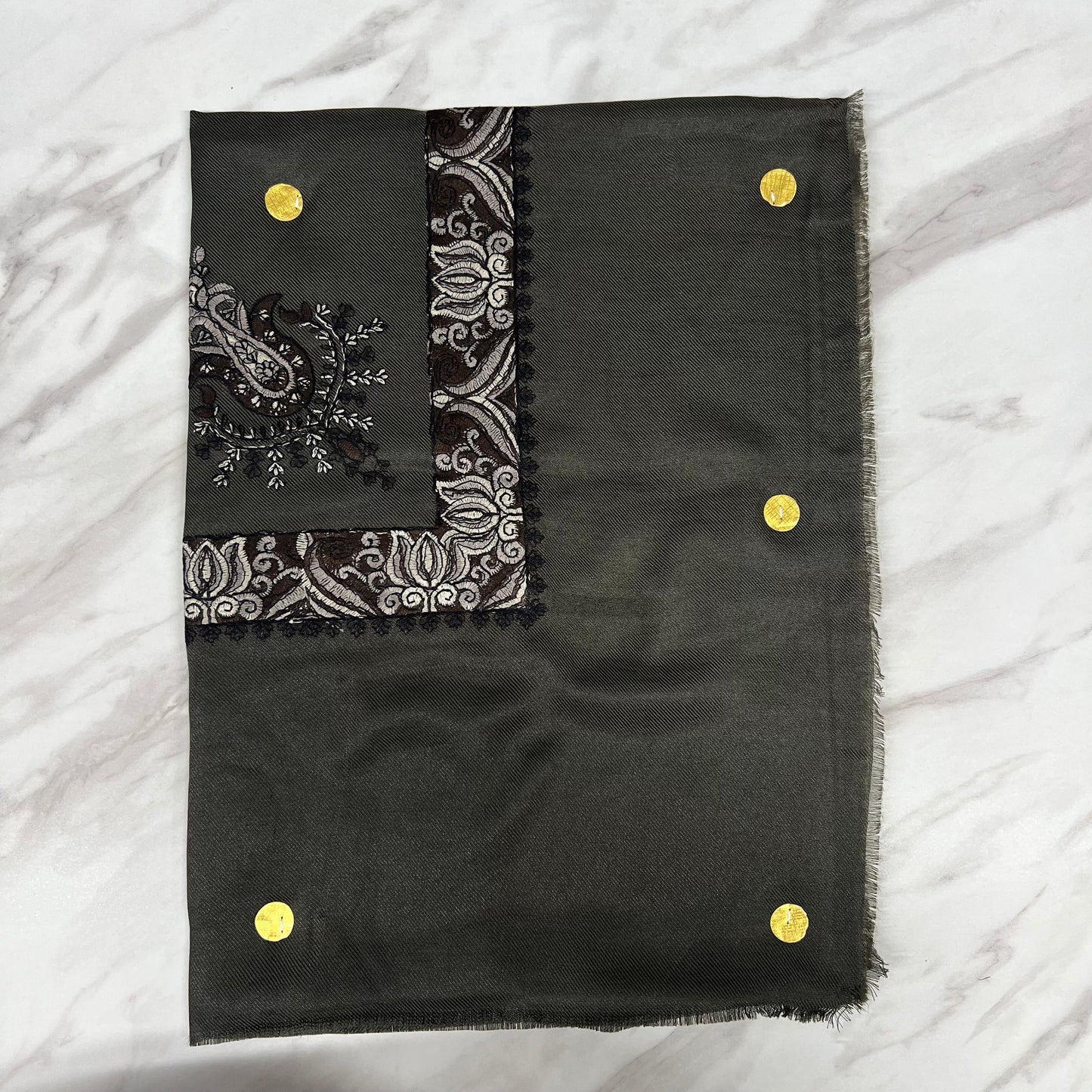 Yemeni Shemagh Keffiyah Grey, Blue & Brown