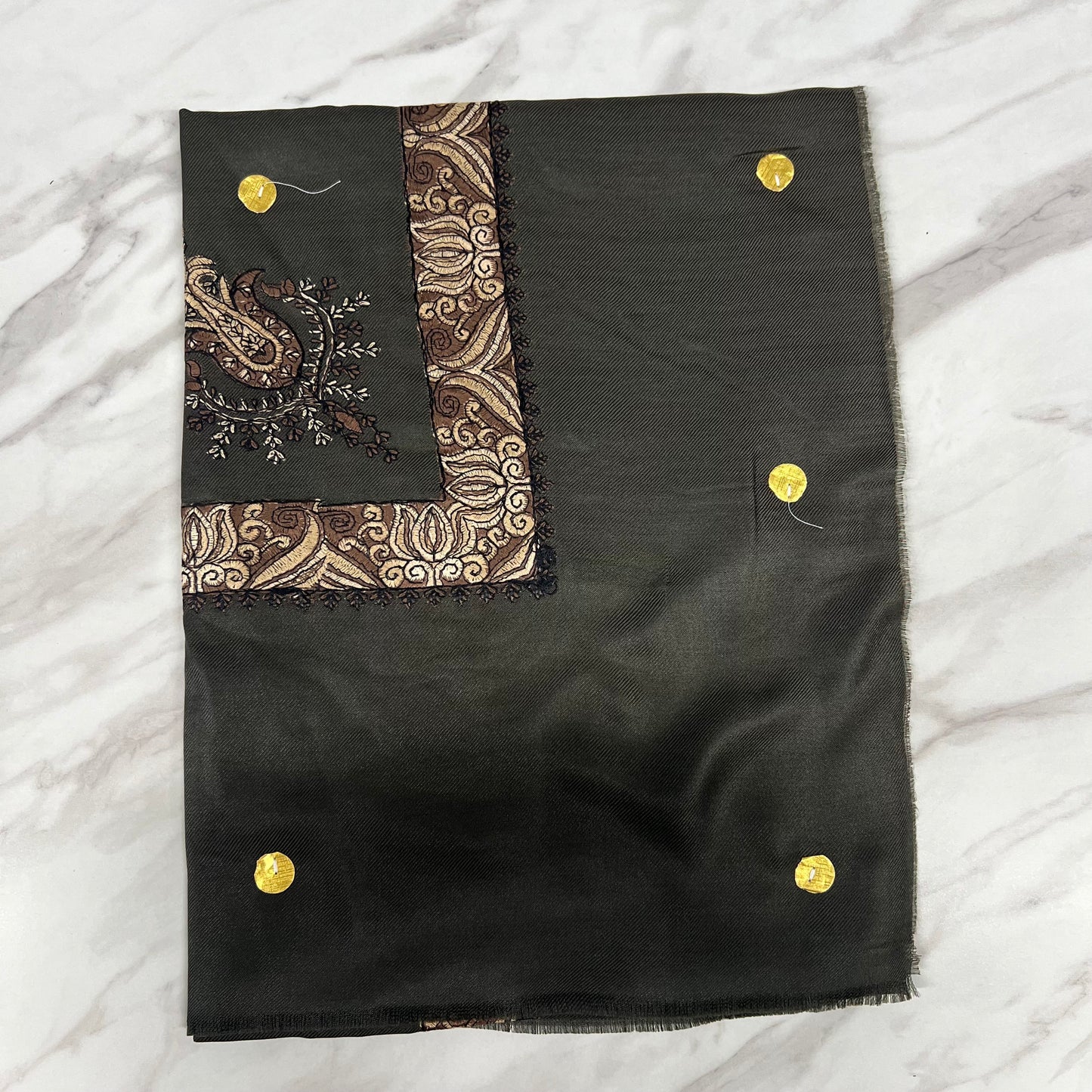 Yemeni Shemagh Keffiyah Grey, Blue & Brown