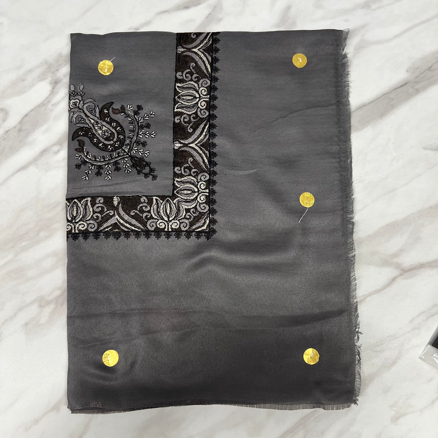 Yemeni Shemagh Keffiyah Grey, Blue & Brown