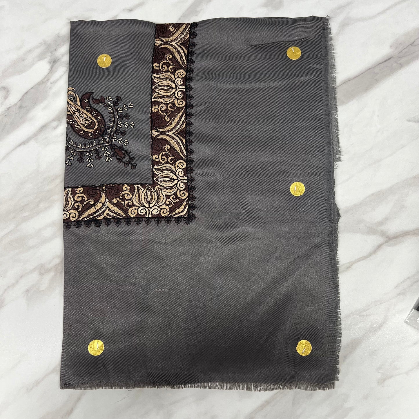 Yemeni Shemagh Keffiyah Grey, Blue & Brown