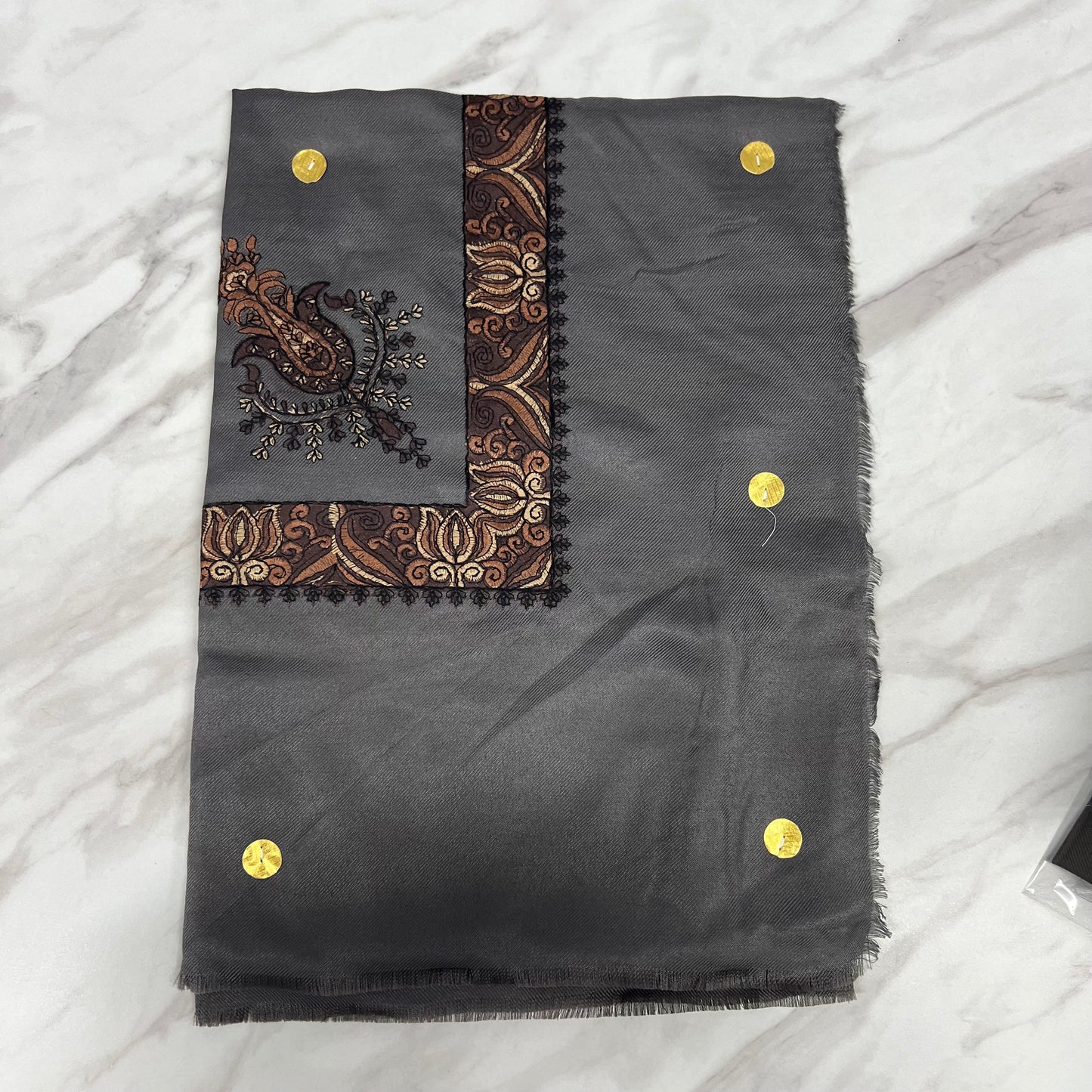 Yemeni Shemagh Keffiyah Grey, Blue & Brown