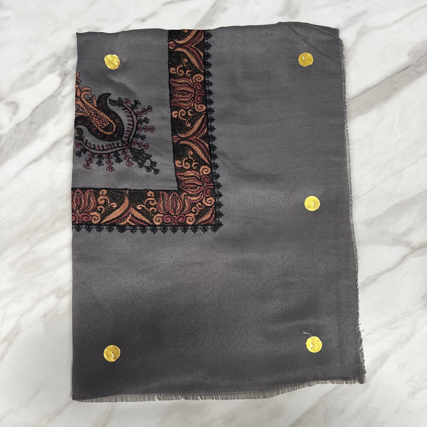 Yemeni Shemagh Keffiyah Grey, Blue & Brown