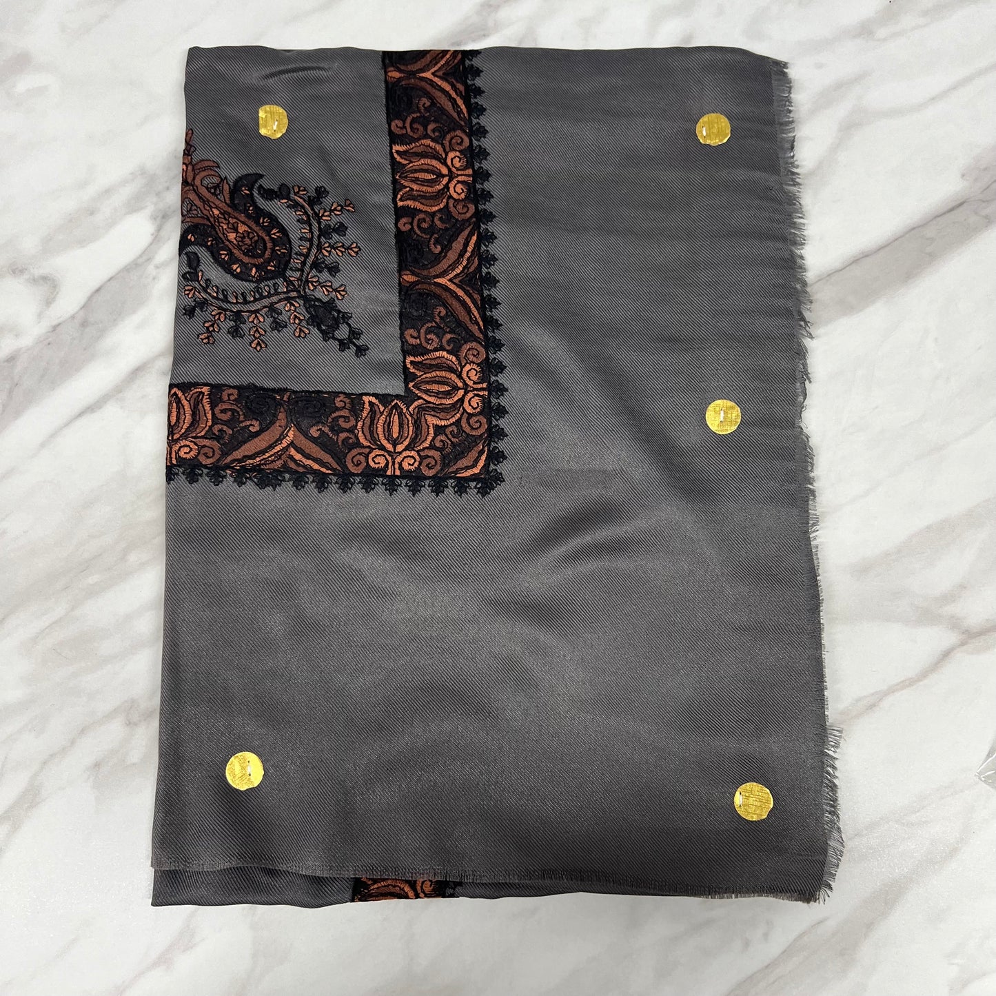 Yemeni Shemagh Keffiyah Grey, Blue & Brown